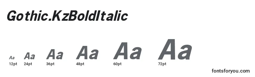 Gothic.KzBoldItalic Font Sizes