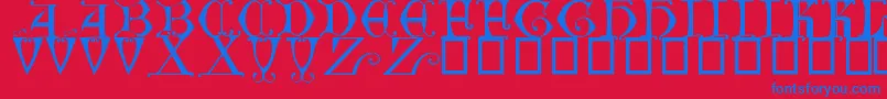 フォントBritishMuseum14thC. – 赤い背景に青い文字