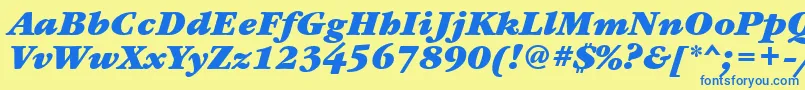 GaramondbookbttBolditalic Font – Blue Fonts on Yellow Background