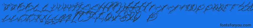 Fonte FtfLeafyLopstonesia – fontes pretas em um fundo azul