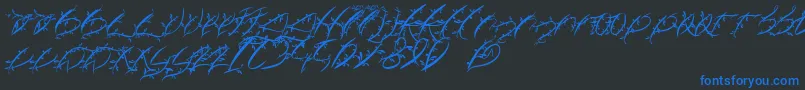 FtfLeafyLopstonesia-Schriftart – Blaue Schriften auf schwarzem Hintergrund