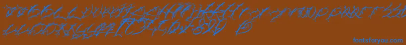 FtfLeafyLopstonesia-fontti – siniset fontit ruskealla taustalla