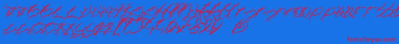 FtfLeafyLopstonesia Font – Red Fonts on Blue Background