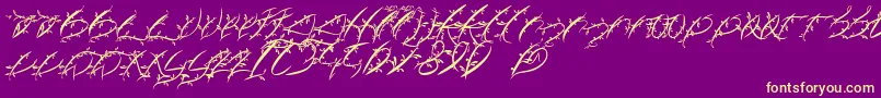 FtfLeafyLopstonesia-Schriftart – Gelbe Schriften auf violettem Hintergrund