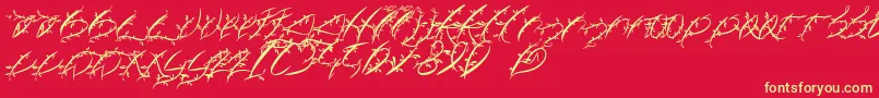 フォントFtfLeafyLopstonesia – 黄色の文字、赤い背景