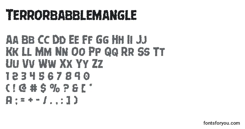 A fonte Terrorbabblemangle – alfabeto, números, caracteres especiais
