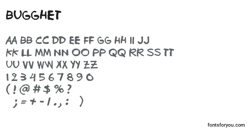 Czcionka Bugghet – alfabet, cyfry, specjalne znaki