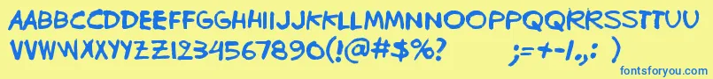 Bugghet Font – Blue Fonts on Yellow Background