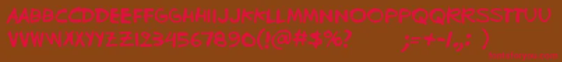 フォントBugghet – 赤い文字が茶色の背景にあります。