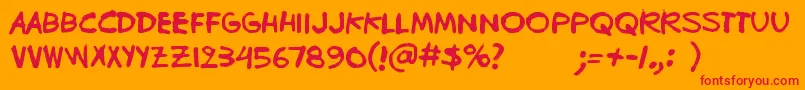 フォントBugghet – オレンジの背景に赤い文字
