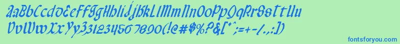 ValeriusCondensedItalic Font – Blue Fonts on Green Background
