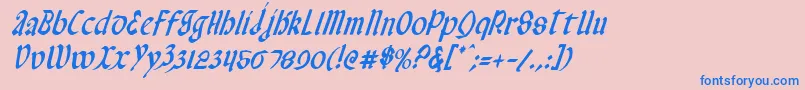 Police ValeriusCondensedItalic – polices bleues sur fond rose