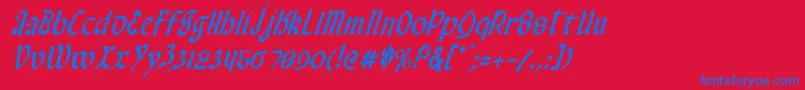 ValeriusCondensedItalic Font – Blue Fonts on Red Background