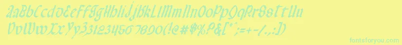 ValeriusCondensedItalic Font – Green Fonts on Yellow Background