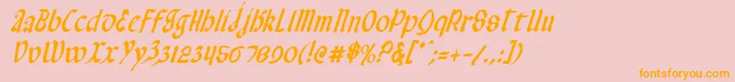 ValeriusCondensedItalic-Schriftart – Orangefarbene Schriften auf rosa Hintergrund