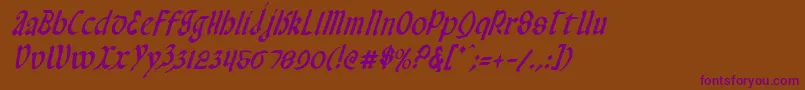 ValeriusCondensedItalic Font – Purple Fonts on Brown Background