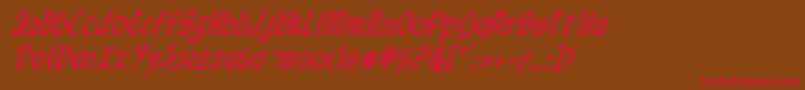 ValeriusCondensedItalic Font – Red Fonts on Brown Background