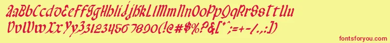 ValeriusCondensedItalic Font – Red Fonts on Yellow Background