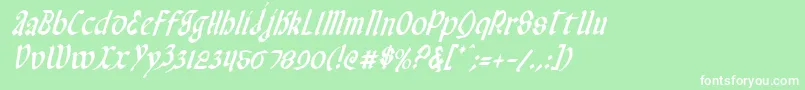 ValeriusCondensedItalic Font – White Fonts on Green Background