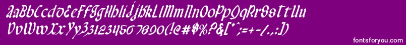 ValeriusCondensedItalic Font – White Fonts on Purple Background