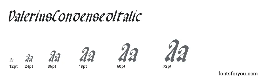 Размеры шрифта ValeriusCondensedItalic