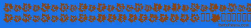 フォントMapleLeafRag – 茶色の文字が青い背景にあります。