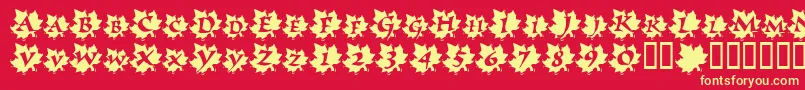 Saiba mais sobre a fonte MapleLeafRag Fonte MapleLeafRag – fontes amarelas em um fundo vermelho