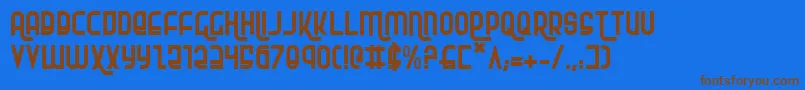 フォントRokikier – 茶色の文字が青い背景にあります。