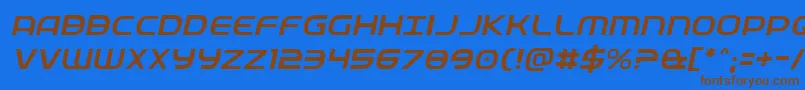 Fedservicelightital-Schriftart – Braune Schriften auf blauem Hintergrund