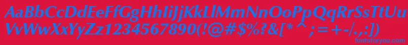 ZapfHumanist601UltraItalicBt Font – Blue Fonts on Red Background