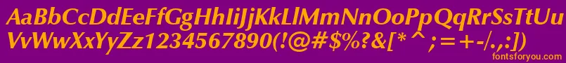 ZapfHumanist601UltraItalicBt Font – Orange Fonts on Purple Background