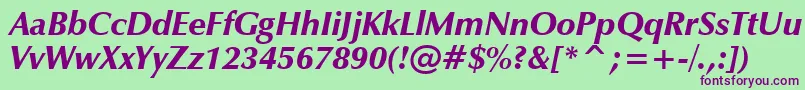 More about ZapfHumanist601UltraItalicBt Font ZapfHumanist601UltraItalicBt Font – Purple Fonts on Green Background
