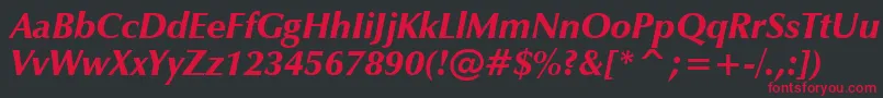 ZapfHumanist601UltraItalicBt Font – Red Fonts on Black Background