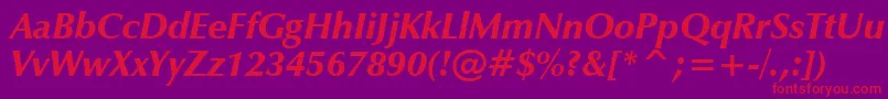 ZapfHumanist601UltraItalicBt Font – Red Fonts on Purple Background