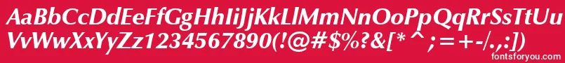 フォントZapfHumanist601UltraItalicBt – 赤い背景に白い文字