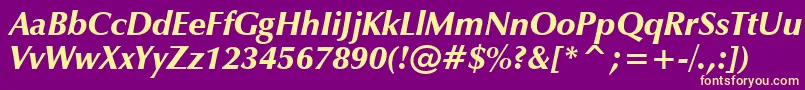 ZapfHumanist601UltraItalicBt Font – Yellow Fonts on Purple Background