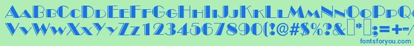 B822DecoRegular-Schriftart – Blaue Schriften auf grünem Hintergrund