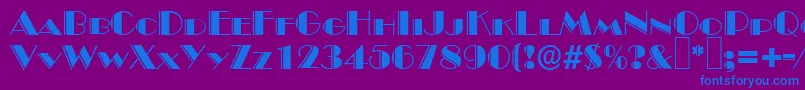 フォントB822DecoRegular – 紫色の背景に青い文字