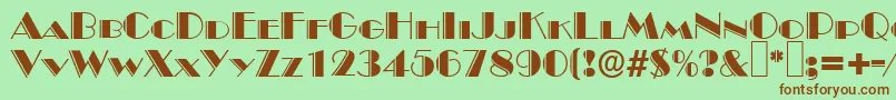 フォントB822DecoRegular – 緑の背景に茶色のフォント