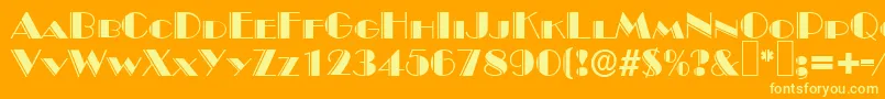 B822DecoRegular-Schriftart – Gelbe Schriften auf orangefarbenem Hintergrund