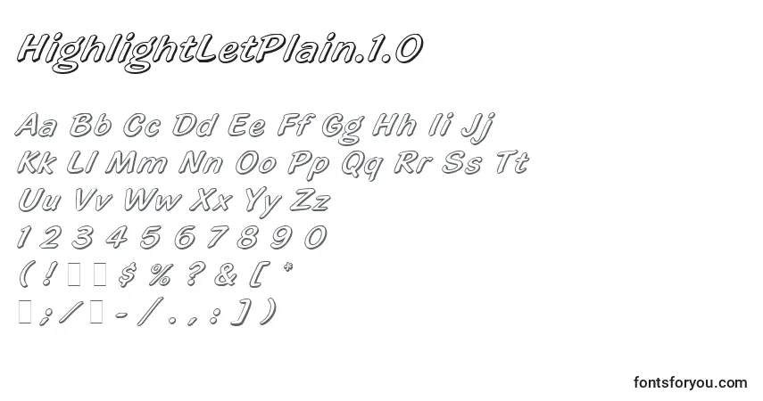 A fonte HighlightLetPlain.1.0 – alfabeto, números, caracteres especiais