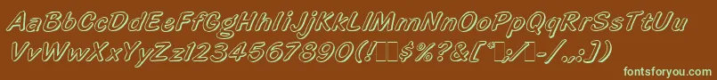 フォントHighlightLetPlain.1.0 – 緑色の文字が茶色の背景にあります。