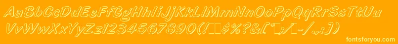 Weitere Informationen zur HighlightLetPlain.1.0-Schriftart HighlightLetPlain.1.0-Schriftart – Gelbe Schriften auf orangefarbenem Hintergrund