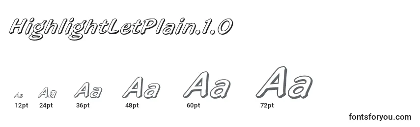 HighlightLetPlain.1.0 Font Sizes