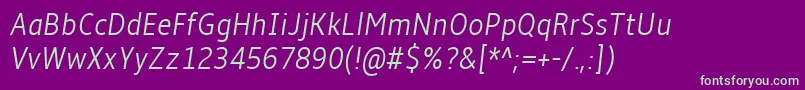 Шрифт Amble Lightcondenseditalic – зелёные шрифты на фиолетовом фоне
