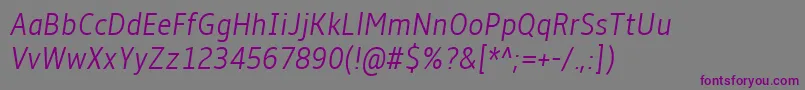 Шрифт Amble Lightcondenseditalic – фиолетовые шрифты на сером фоне