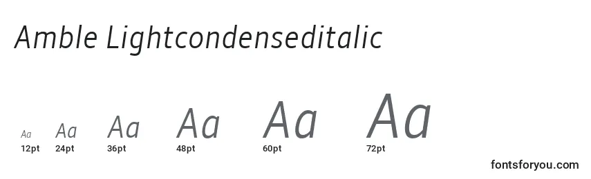 Размеры шрифта Amble Lightcondenseditalic