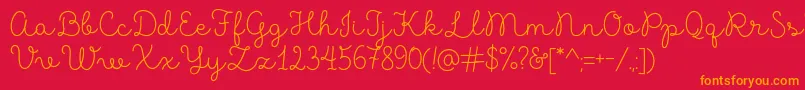 MadeLikesScript-Schriftart – Orangefarbene Schriften auf rotem Hintergrund