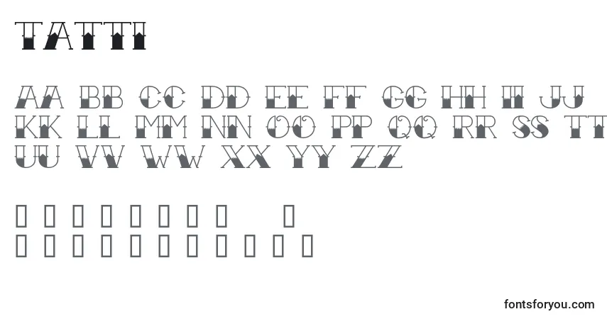 Czcionka Tatti – alfabet, cyfry, specjalne znaki