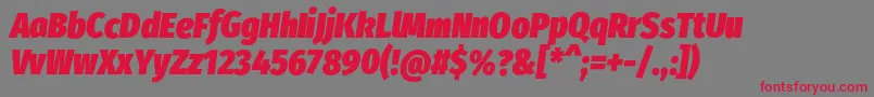 FirasanscondensedUltraitalic-Schriftart – Rote Schriften auf grauem Hintergrund